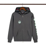 streetwear zip hoodie cartoon letter print zip-up sweatshirt and pants camouflage set