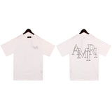 Cross-border wholesale correct version am splash ink flow paint camouflage starry sky graffiti letter short-sleeved high street couple t