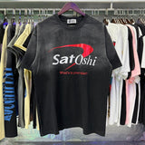 Wholesale american retrosatoshi hot diamond letters ripped washed distressedloose short sleeve t-shirt