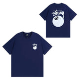 Summer running volume stussy short-sleeved t-shirt dice black eight ice cream comfy basics american couple summer t
