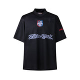 Cross-border american blockcore style patch embroidery t-shirt v-neck sports football uniform mesh quick-drying