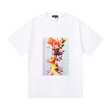 Wholesale high street purple br@nd american style short sleeve loose retro casual t-shirt couple trendy tee