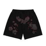 Spder hip-hop singer hotfix rhinestone foil letter print short sleeve t-shirt & rhinestone embellished shorts set (couple's style)