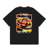 casa casablanca short-sleeved fantasy door letter logo printingstylish round neck short-sleeved t-shirt