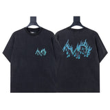 Ready to ship! summer amri high-quality, 100% cotton t-shirt with printed design and washed finish short sleeves