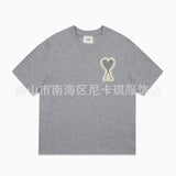 Am short-sleeve macaron color heart embroidery pure cotton loose summer fashion t-shirt crew neck top