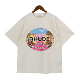 American rhu co-branded marlboro f formula traffic jam coconut tree sunset logo short-sleeved couple t