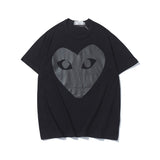 Kawakubo plaloveembroider short-sleeved pure cotton red heart eyes couple t-shirt y star style long sleeves shirt