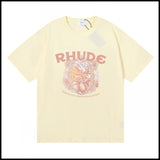 Export wholesale niche american fashion rhu flag floralsprinting double yarn pure cottoncasualloose couple short-sleeved t