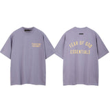 Fog icon double line essentials american high street summerloose couple short sleeve trendy heavy weight t-shirt
