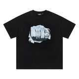 trap gradient letter tiger head short sleeve european and american high street trap star printing t-shirt loose s