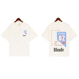 American rhu co-branded marlboro f formula traffic jam coconut tree sunset logo short-sleeved couple t
