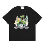 Summer collection: casa casablanca print oversized short-sleeve t-shirt - premium heavyweight cotton