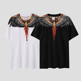 mb short-sleeved python lion head colorful feather wings t-shirt european and american loose couple