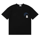 Rhude T Shirts Moonlight Blue Printed Cotton Casual Short Sleeve Men and Women