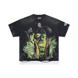 Wholesale american retro rugged play gorilla print t-shirt - distressed, ripped, faux two-piece short sleeve