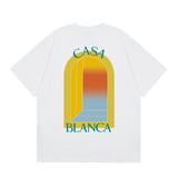 casa casablanca short-sleeved fantasy door letter logo printingstylish round neck short-sleeved t-shirt