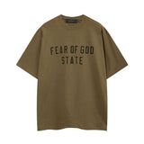 Fog icon double line essentials american high street summerloose couple short sleeve trendy heavy weight t-shirt