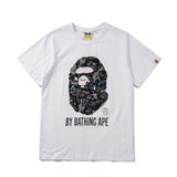 cross-border wholesale japanese style camouflage shark tiger head ape color matching luminous short-sleeved couple loose