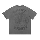 Wholesale saint vanity american washed & drilled short sleeve t-shirt & trendy shorts set for export