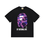 Early spring/summer camo ape head collaboration - little monkey logo print short sleeve couple's trendy tee