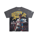 Wholesale american retro rugged play gorilla print t-shirt - distressed, ripped, faux two-piece short sleeve