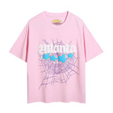 Spder hip hop singer young thug foam letter couple t-shirt pink short