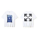 European and american spring/summer ow gradient arrow graphic crew neck short sleeve t-shirt