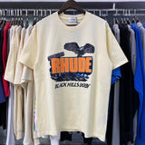 Rhude T Shirts Black Shadow Print Cotton Casual Short Sleeve Men and Women