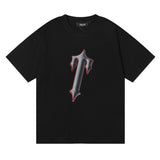 Cross-border foreign trade wholesale trapstar gradient letter ts tiger head printing short-sleeved couple loose high street