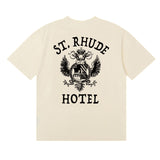Rhude T Shirts Totem Simple Printing Cotton Casual Short Sleeve Men and Women