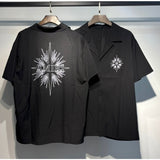 amri flow paint graffiti letter starry sky classic logo print short sleeve couple t-shirt