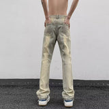 Unisex Jeans Street Vintage Washed Loose Elastic Waist Jeans