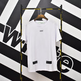 Wholesale off short sleeve ow dissolved arrow gradient starry sky splash ink t-shirt yellow tape warning line love