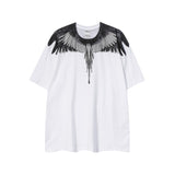 mb short-sleeved python lion head colorful feather wings t-shirt european and american loose couple
