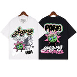 streetwear zip hoodie cartoon letter print zip-up sweatshirt and pants camouflage set