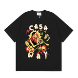 Summer collection: casa casablanca print oversized short-sleeve t-shirt - premium heavyweight cotton