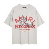 Wholesale foreign trade amir washed distressed tiger head number & letter logo short sleeve t-shirt