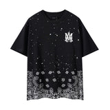 amri washed distressed tiger head number & letter logo short sleeve t-shirt