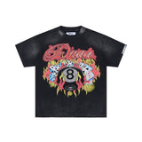 Ss street duaa retro washed and distressed hot-drilled ripped short-sleeved t-shirt
