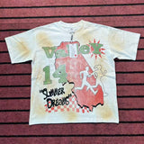 valley washed distressed printed short-sleeved hip-hop loose street t-shirt hooded