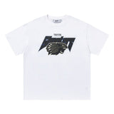 trap gradient letter tiger head short sleeve european and american high street trap star printing t-shirt loose s