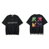 European and american spring/summer ow gradient arrow graphic crew neck short sleeve t-shirt