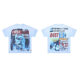 High-quality american first row virgin direct injection retro hot diamond washed and distressed short-sleeved couple t
