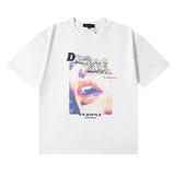 Wholesale high street purple br@nd american style short sleeve loose retro casual t-shirt couple trendy tee