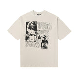 Erd melancholic rich second generation short-sleeved portrait sketch graffiti cross-border new high street loosecasual print