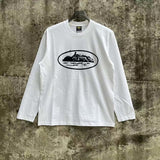 Corteiz patchwork "unicorn arm" print long sleeve american retro casual loose streetwear hip hop t-shirt