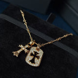 Chrome Heart Necklace Full Diamond Cross Necklace