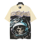 gods short-sleeved heavy weight washed fog high street rock band skull pure cottonprinting t-shirt