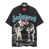 high version gods short sleeve heavy weight washed fog high street skull pure cottonprinting round